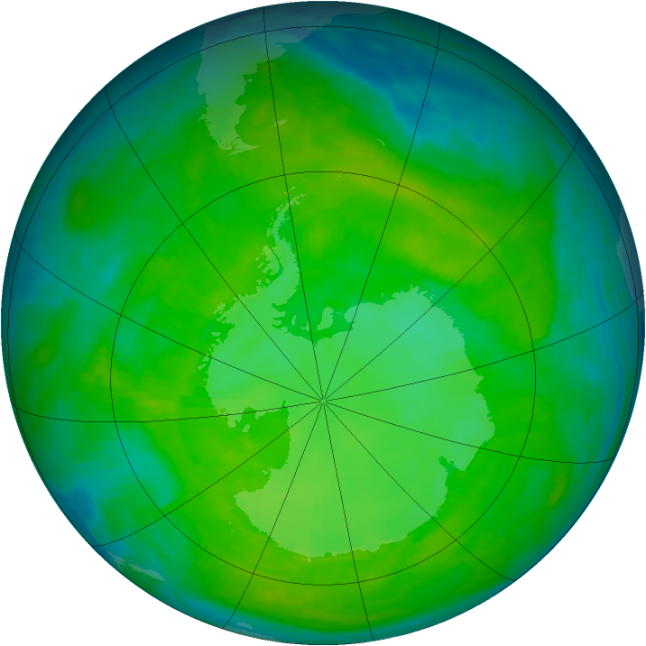 Antarctic ozone map for 17 December 1987